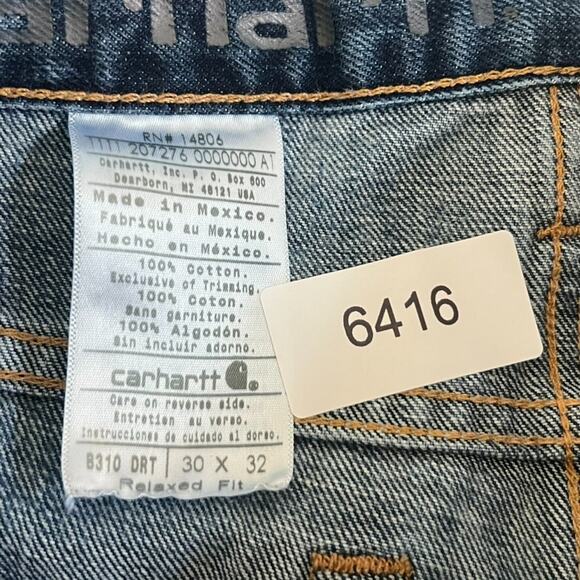 Carhartt Jeans Men's 30x32 Dark Wash Relaxed Fit Bootcut Denim B310 DRT - Picture 5 of 12